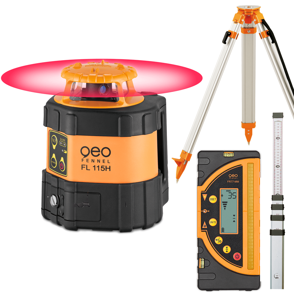 Geo-Fennel FL 115H automata önbeálló forgólézer készlet + FR 77-MM vevőegység termék fő termékképe