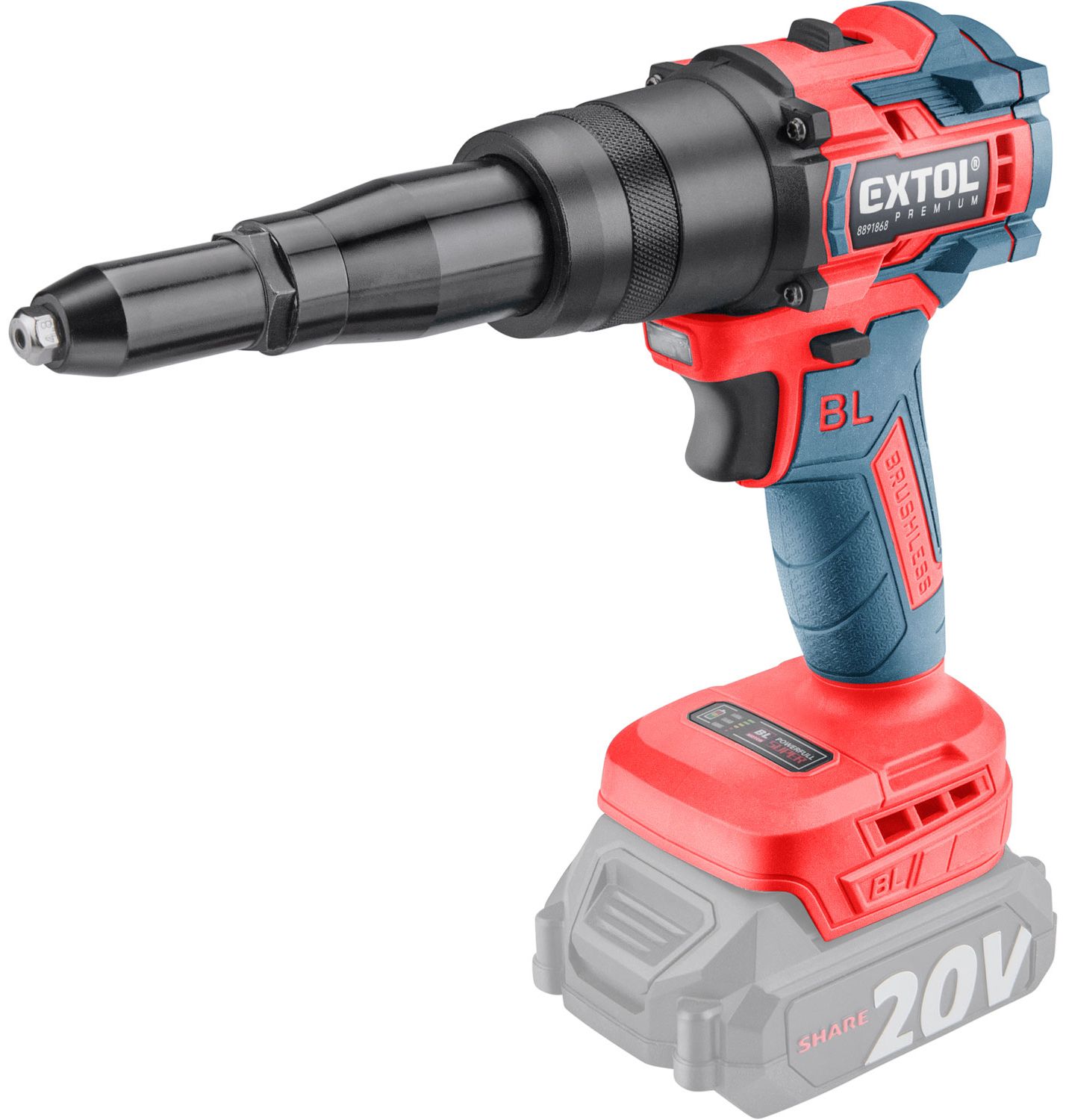 Extol 8891869 Share20V akkumulátoros popszegecshúzó (akku és töltő nélkül) termék fő termékképe