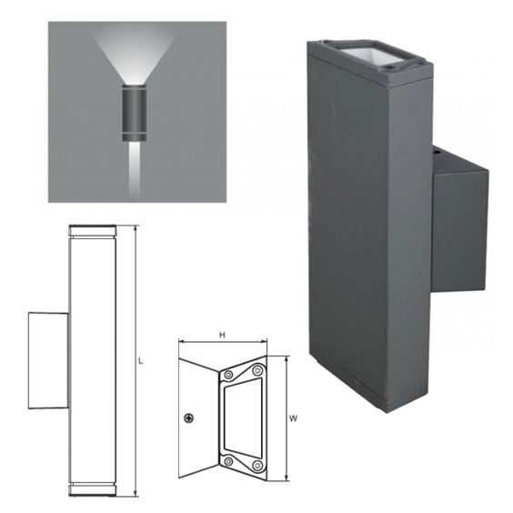 Elmark LED kültéri, falon kívüli lámpatest, sötétszürke, 320 lm, 4000-4300 K, 2x3 W termék fő termékképe