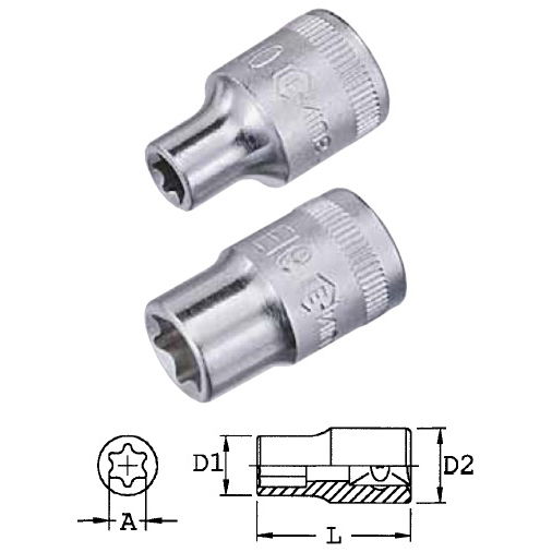 Genius Tools 454520 1/2"-os E-típusú (belső torx) dugókulcs fej, E-20 termék fő termékképe