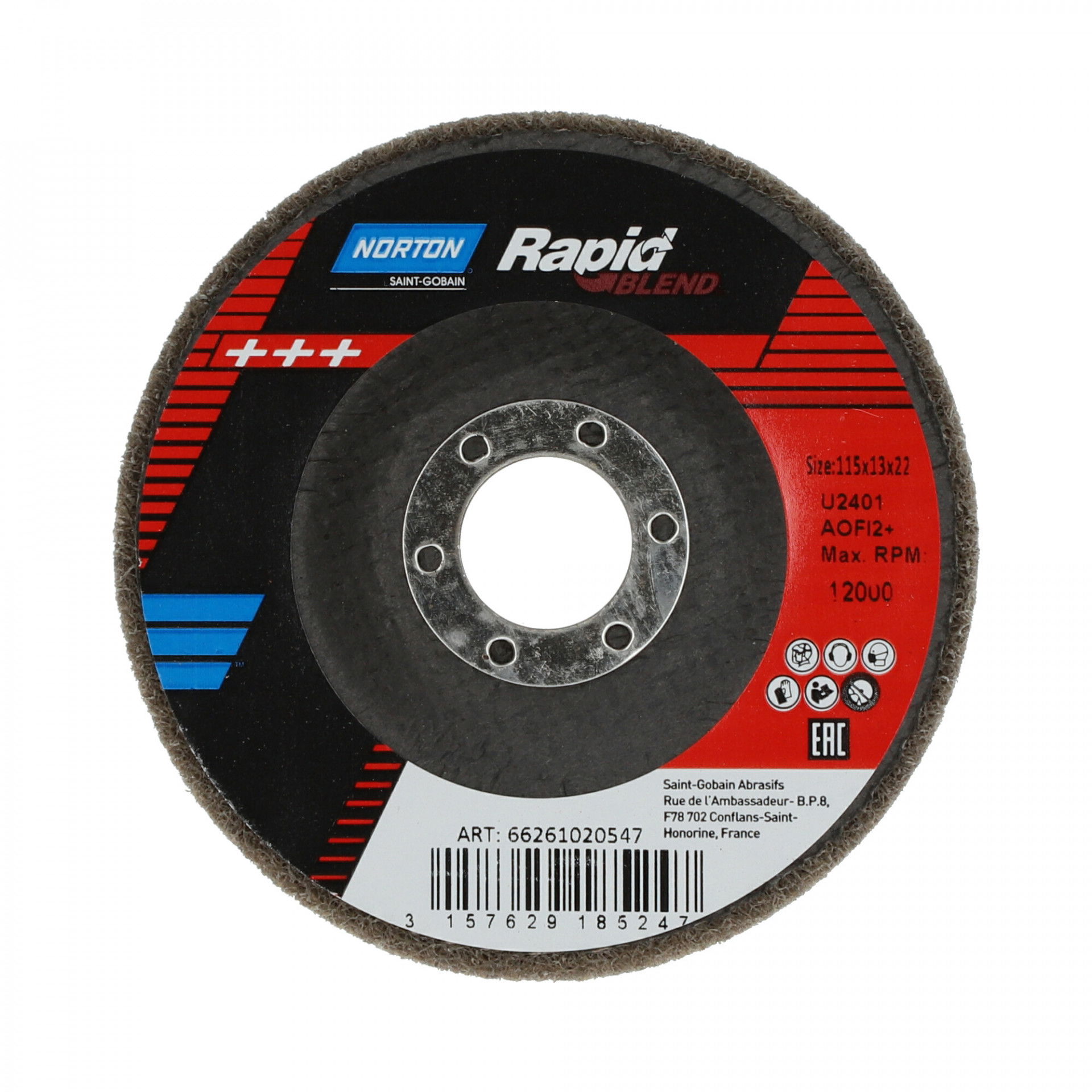 Norton Rapid Blend NEX DPC tisztítókorong Ø115x12x22 mm NEX2AF, 10 db/csomag termék fő termékképe