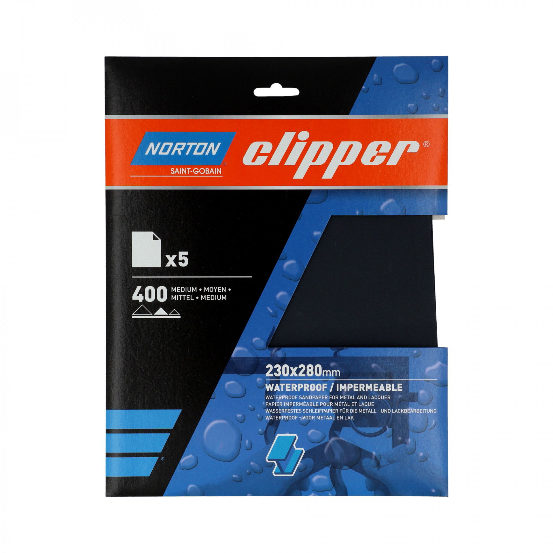 Norton Clipper T489 vízálló csiszolópapír 230x280mm P400, 5 db/csomag termék fő termékképe