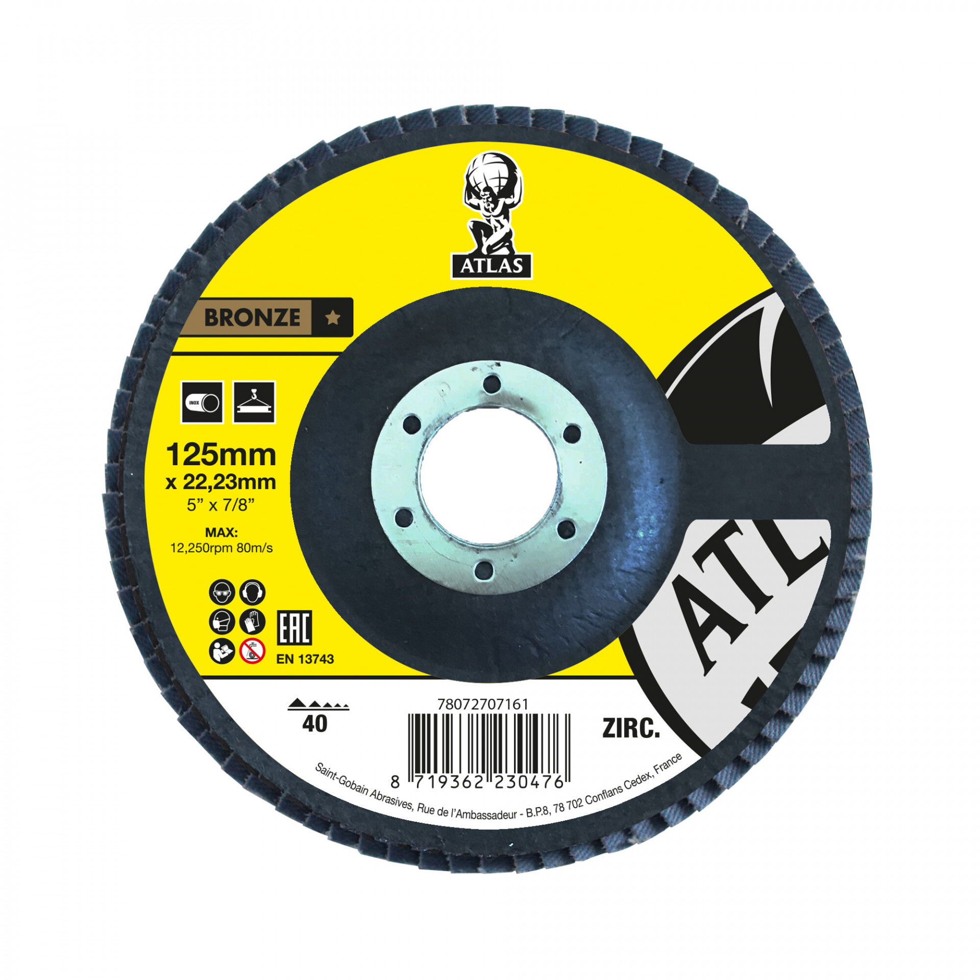 Atlas KX663 lamellás csiszolókorong Ø125x22 mm P40, 10 db/csomag termék fő termékképe