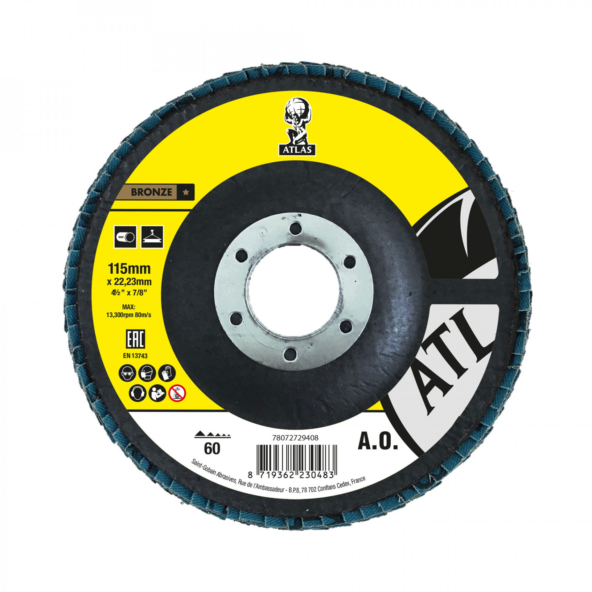 Atlas KX663 lamellás csiszolókorong Ø115x22 mm P60 sík, 10 db/csomag termék fő termékképe