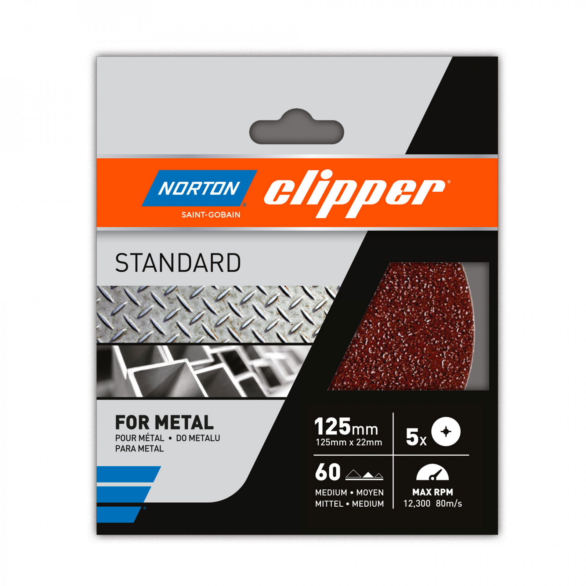 Norton Clipper Standard fíbertárcsa Ø125x22mm P60, 5 db/csomag termék fő termékképe
