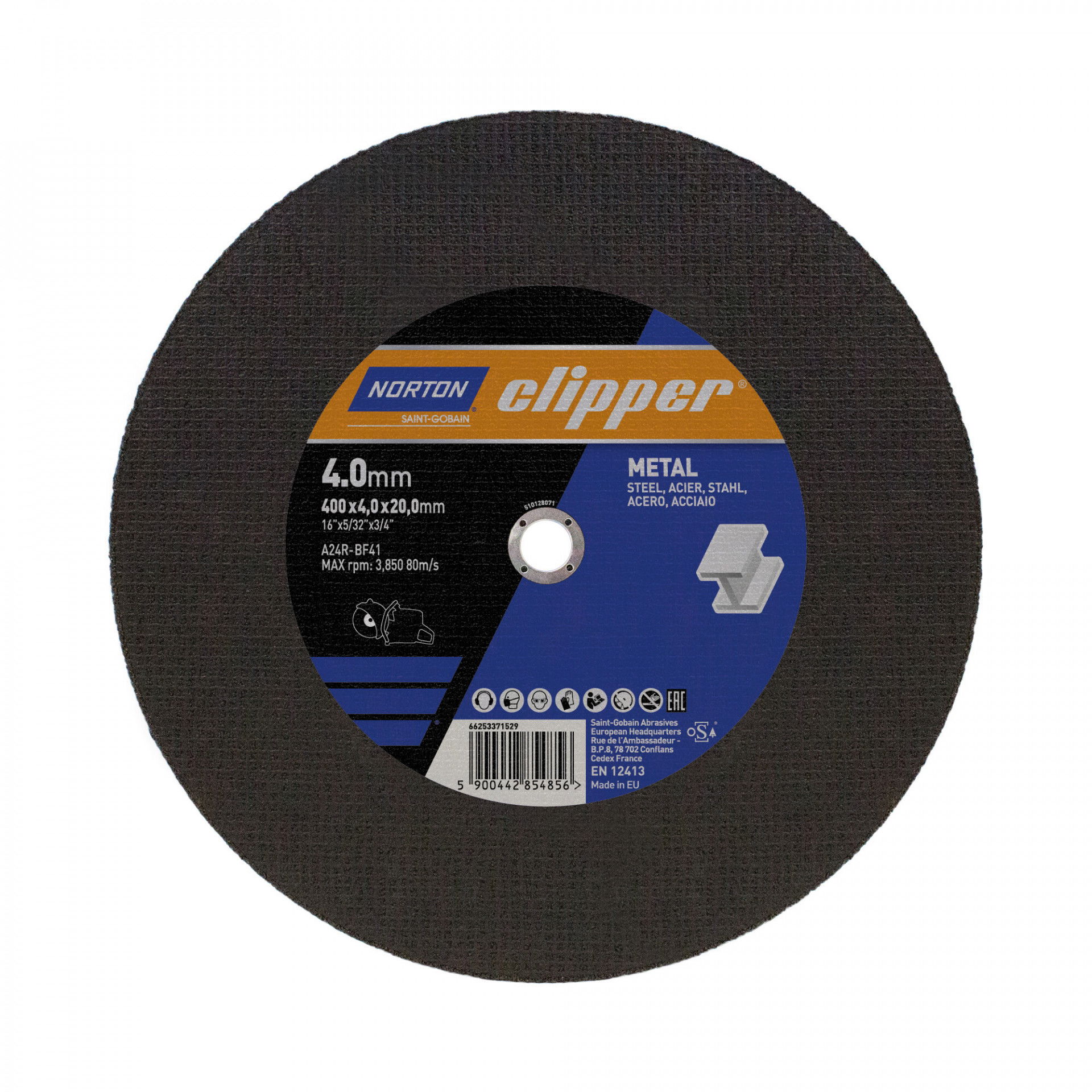 Norton Clipper fém vágókorong 400x4,0x20mm A24R, 10 db/csomag termék fő termékképe