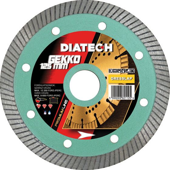 DIATECH Gekko 125x22,2x7,5 mm gyémánt vágótárcsa, greslap, gránitlap, kerámia termék fő termékképe