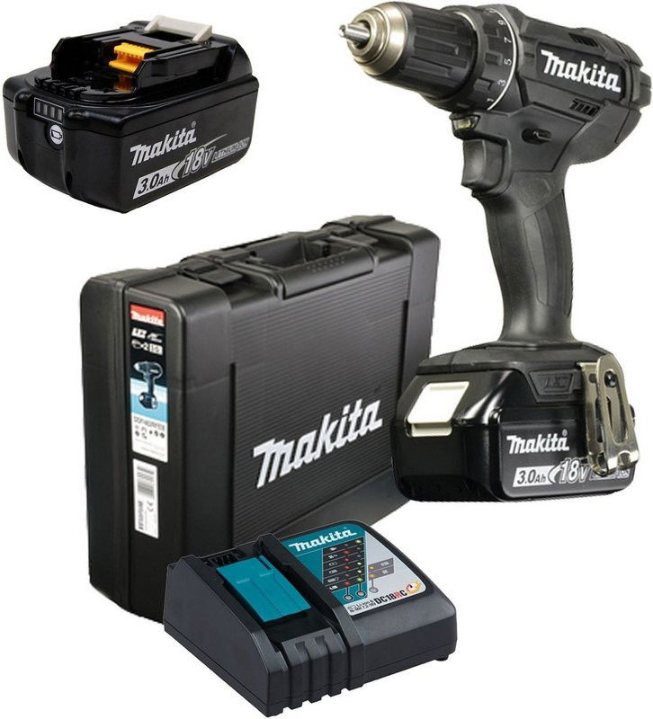 Makita DDF482RFEB akkus fúró- csavarozó (2 x 3.0 Ah Li-ion akkuval, kofferben), fekete kivitel + AJÁNDÉK termék fő termékképe