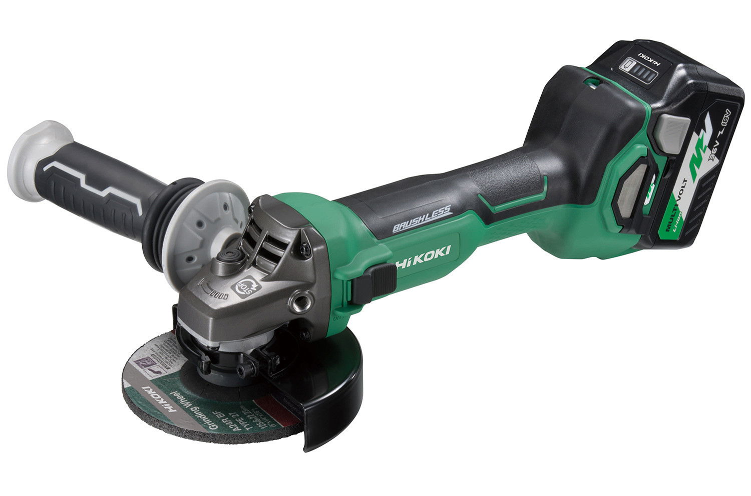 HiKoki G3613DA MULTI VOLT akkus szénkefe nélküli sarokcsiszoló (2 x BSL36A18 MULTI VOLT Li-ion akkuval)+ AJÁNDÉK 10db-os vágókorong termék fő termékképe