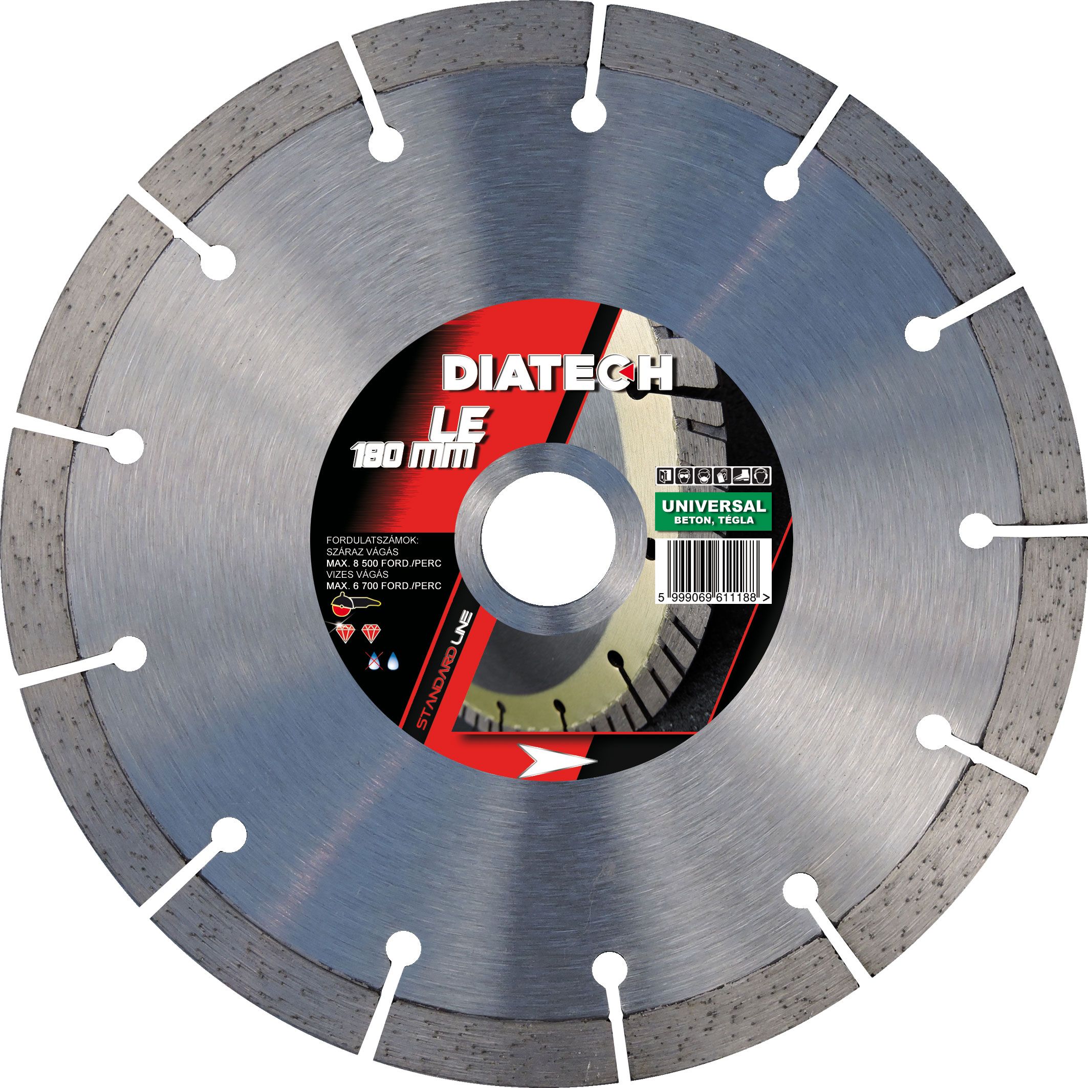DIATECH LE 180x22,2x10 mm standard gyémánt vágótárcsa, beton / univerzális termék fő termékképe