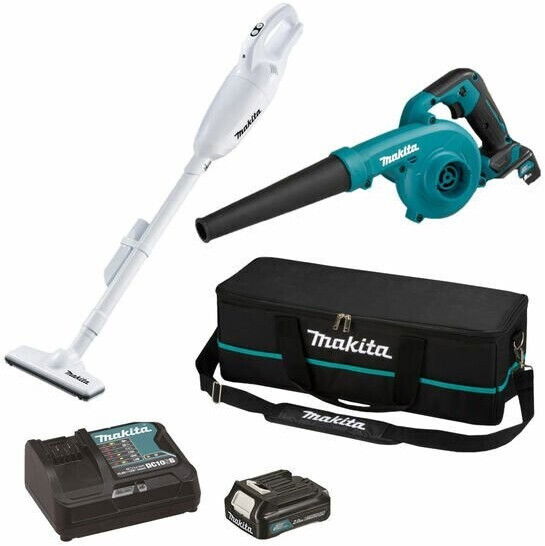 Makita CLX245SAX1 CL108FDZ + UB100DZ + BL1021B + DC10SB - Porszívó, 44 mbar + Kerti ventilátor, 156 m3 / h termék fő termékképe