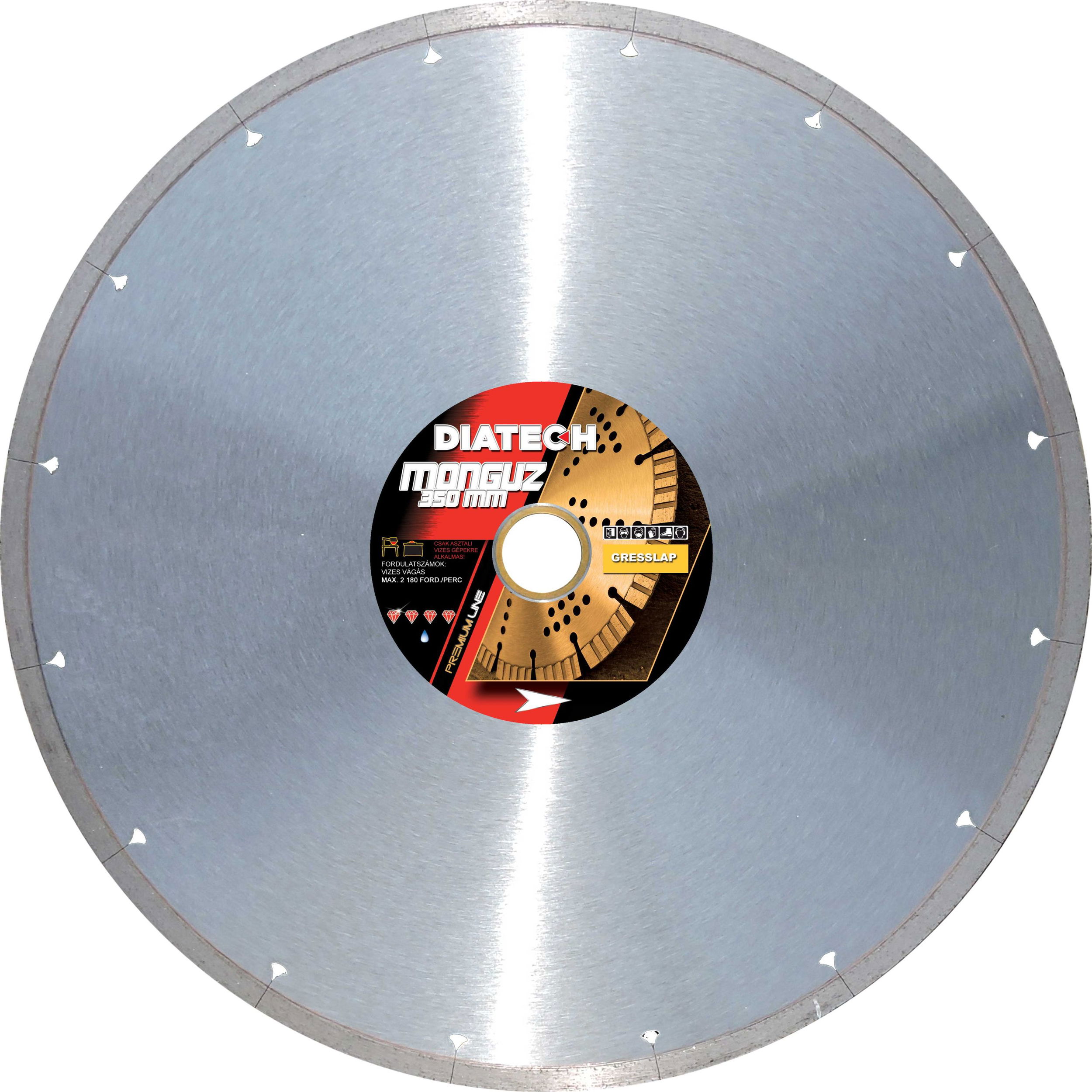 DIATECH Mongúz 350x25,4x5 mm gyémánt vágótárcsa, greslap, gránitlap, kerámia termék fő termékképe