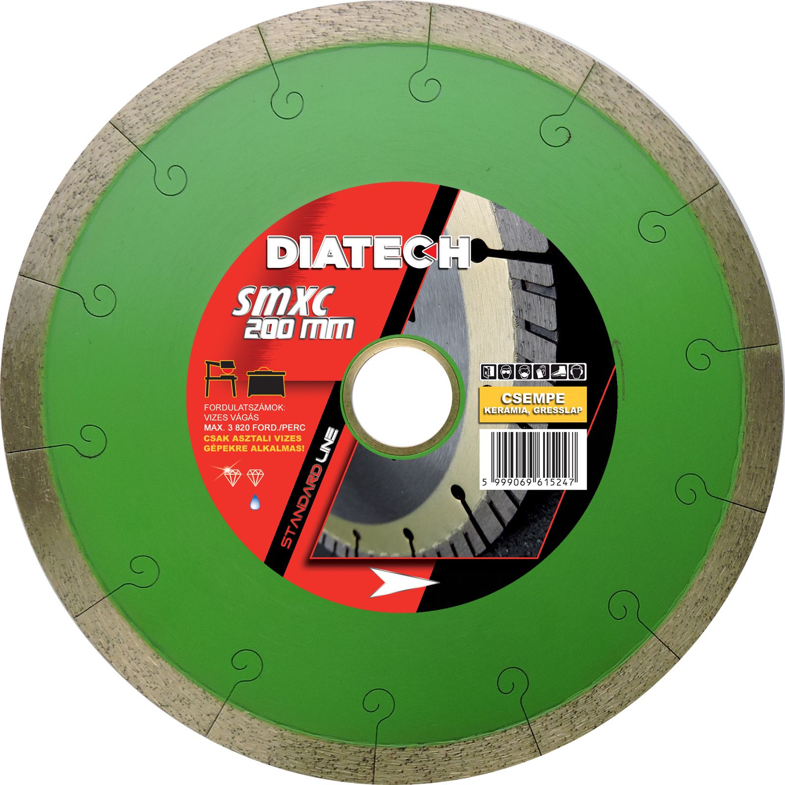 DIATECH SMX-C 350x2,2x10 mm gyémánt vágótárcsa, greslap, gránitlap, kerámia termék fő termékképe