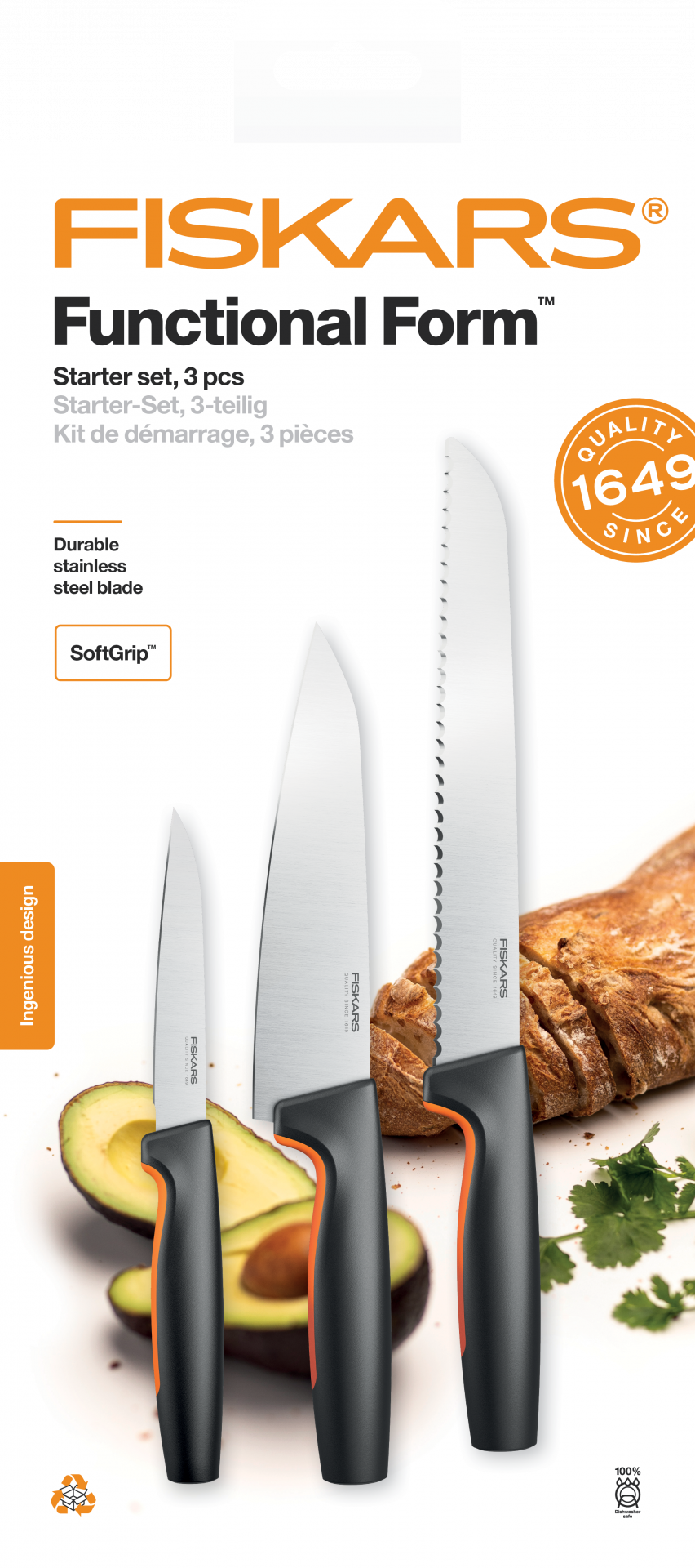 Fiskars Functional Form kezdő késkészlet, fekete, 3 db-os termék fő termékképe