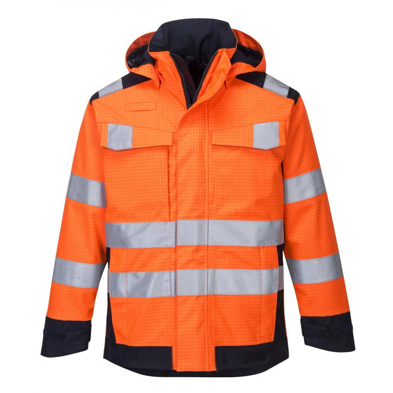 Portwest MV70 - Hi-Vis Modaflame Rain Multi Norm Arc kabát, narancs/tengerészkék termék fő termékképe